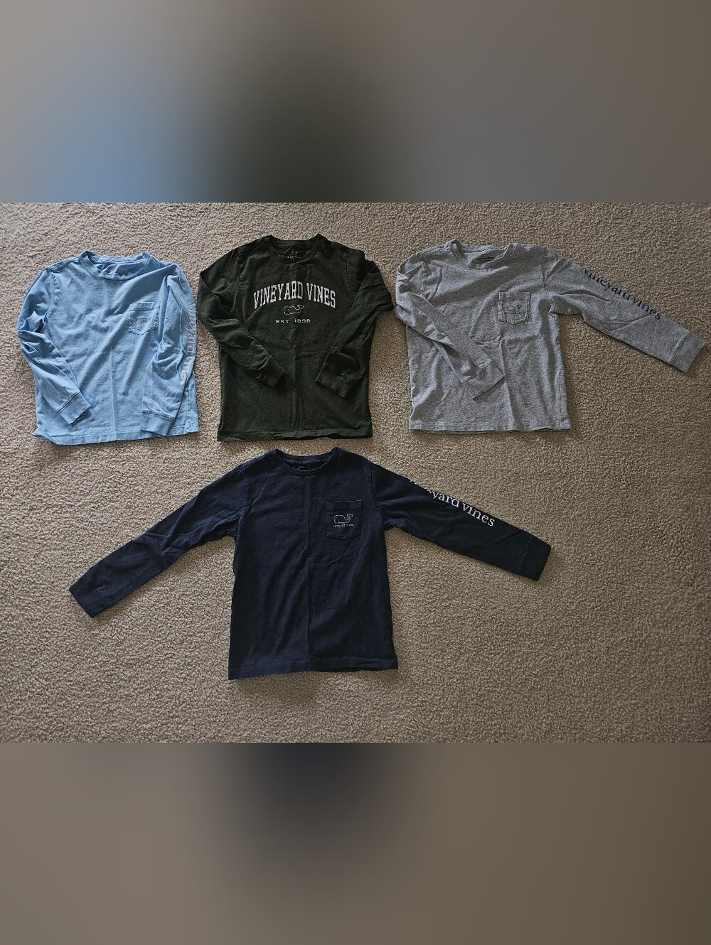 4 Vineyard Vines Long-sleeve Crew Necks T-shirts Boys Size 6 Blue Green Grey